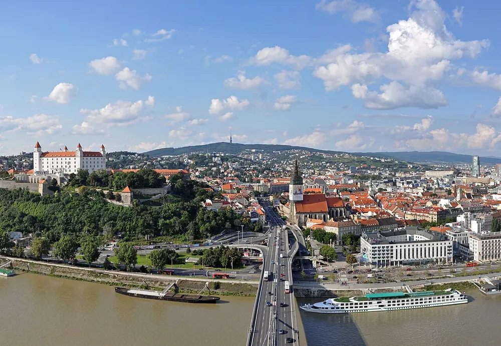 Bratislava old town and castle above the Danube